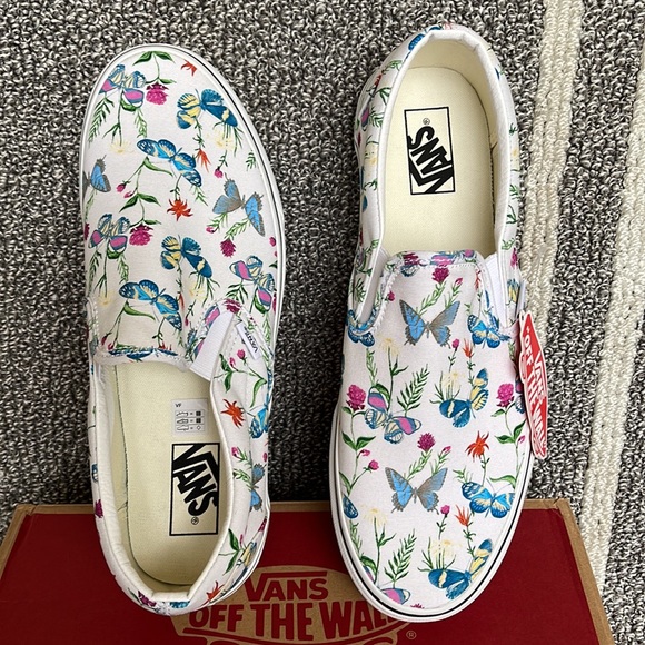 Vans Classic Slip-On Butterfly Floral Marshmallow MENS - Picture 13 of 16